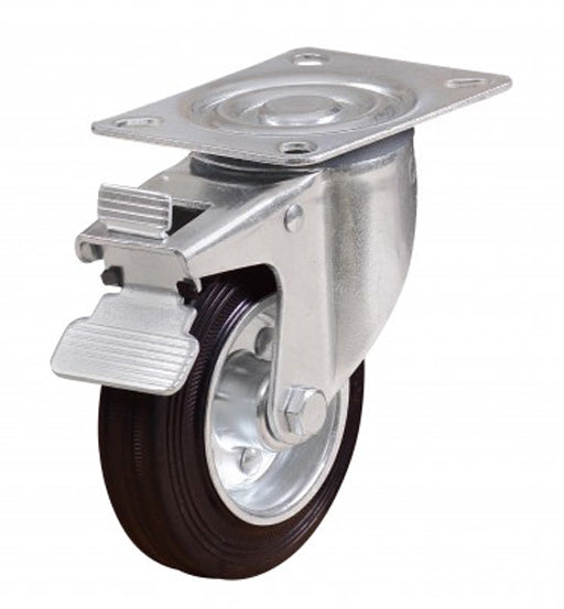 UKEN CASTER WHEEL RUBBER 5" SWIVEL W/BRACKET