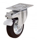 UKEN CASTER WHEEL RUBBER 6" SWIVEL W/BRAKE