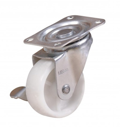 CASTER WHEEL- NYLON SWIVEL WITH BRAKE 1.5"