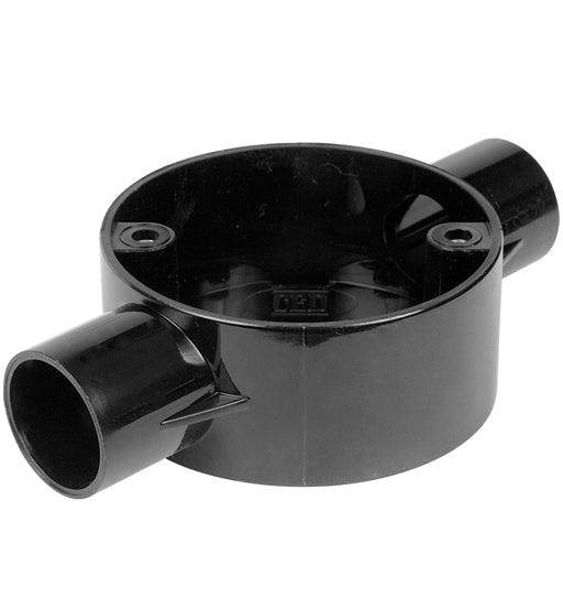 PVC CIRCULAR BOX 25MM 2WAY THROUGH