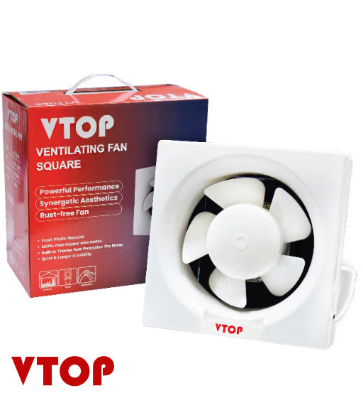 VENTILATING FAN SQUARE 6" AUTO SHUTTER-V TOP