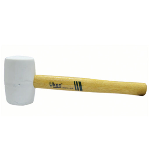 UKEN RUBBER HAMMER 12 OZ WOOD HANDLE (WHITE)