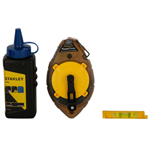 30m POWERWINDER CHALK LINE SET-CHALK LINE113g BLUE CHALK&LEVEL