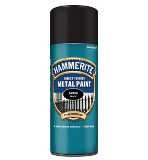 HAMMERITE AEROSOL METAL PAINT SATIN BLACK 400ML