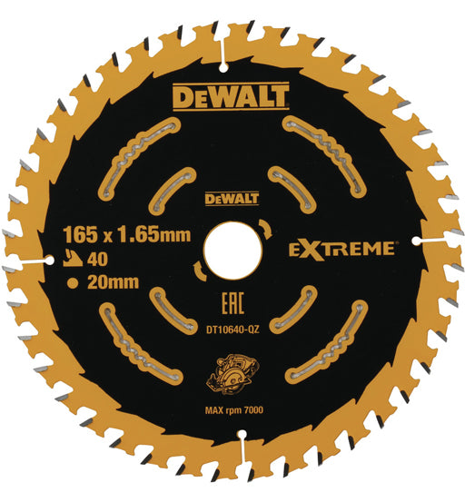 DEWALT CIRCULAR SAW BLADE EXT CORDED 165 X 20MM 40T