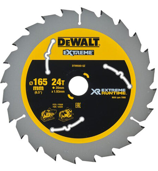 DEWALT XR EXTREME RUNTIME? CIRCULAR SAW BLADE 165MM X 24T (20MM)