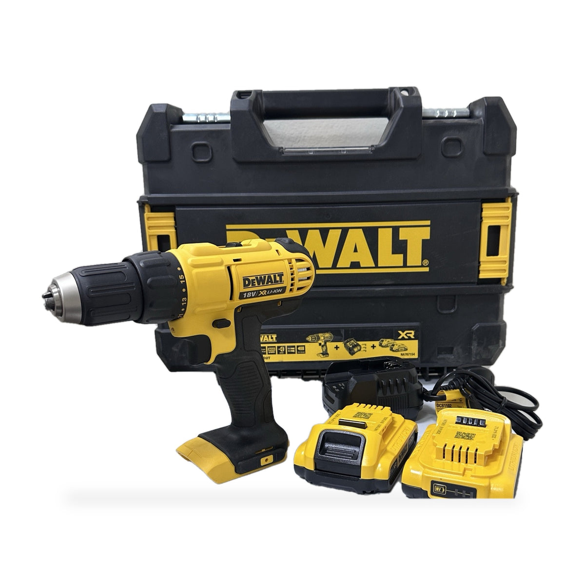 DeWalt DCD771D2T 18V XR Cordless Drill Driver Kit with 2 batteries, charger and TSTAK case